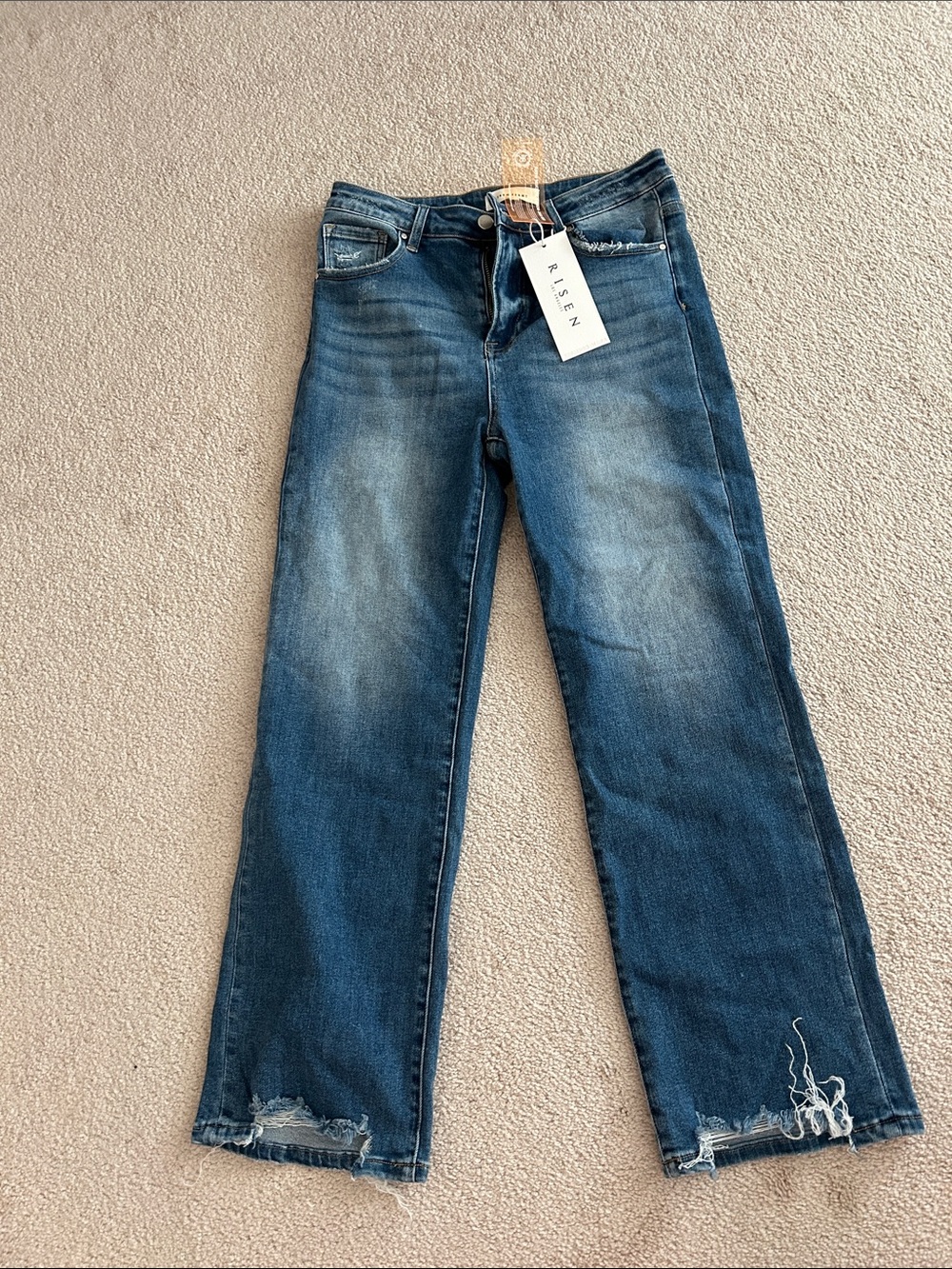 Risen Women's Mid-Rise Straight-Leg Jeans in Washed Blue